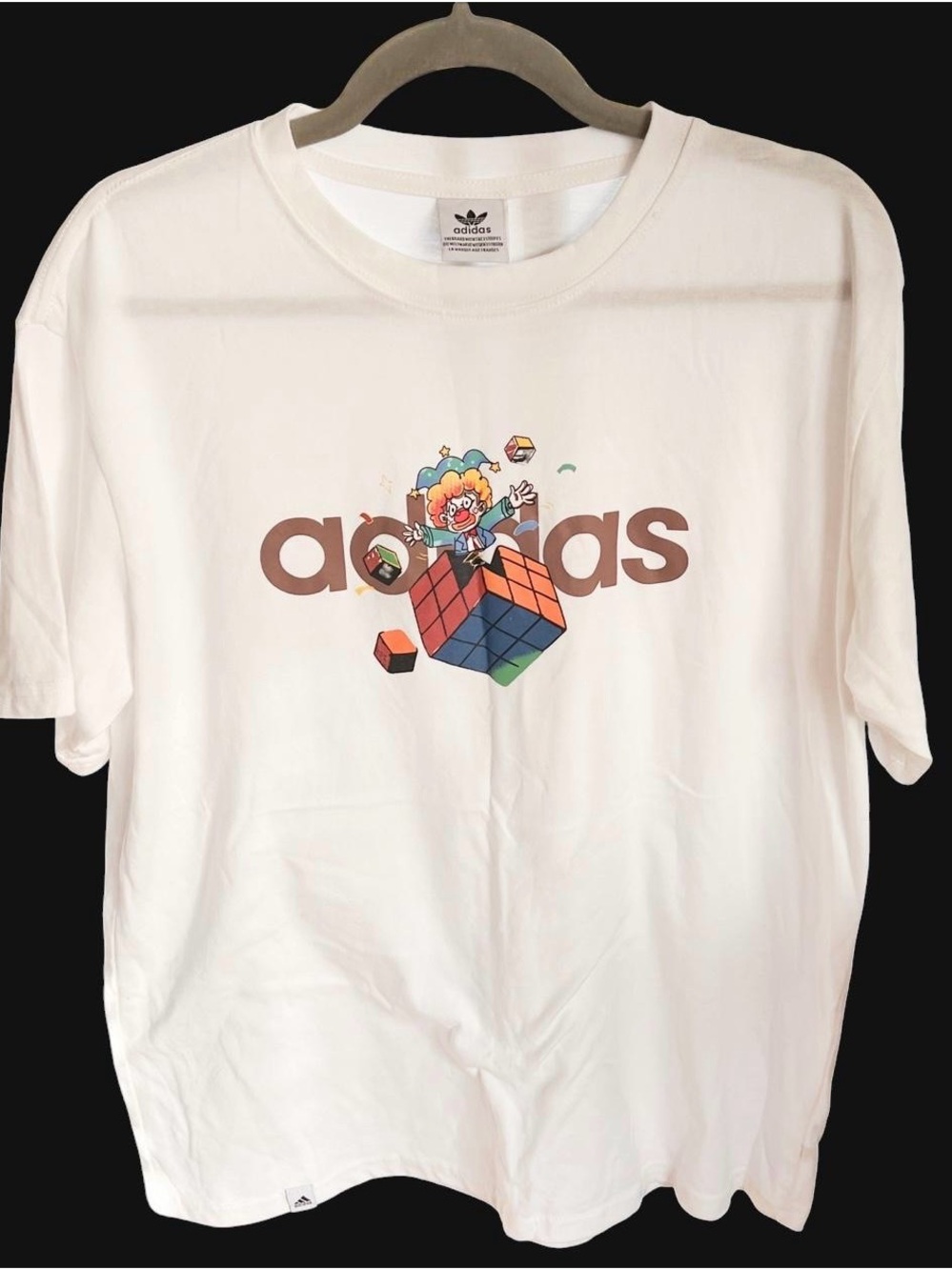 Adidas Originals White Cartoon Rubik’s Cube Graphic T-Shirt